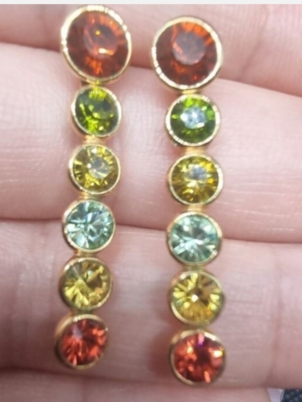 New Swarovski Crystal Multicolor Drop Statement Piece Earrings Bridesmaid Classy - Picture 3 of 8